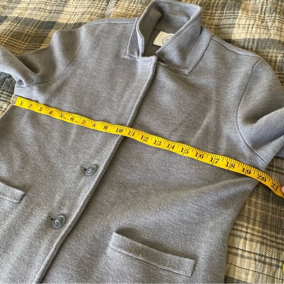 1901 Merino Wool Blazer Gray Tight Knit Collared Long Line: Medium - Picture 9 of 10